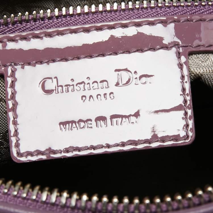 Pre Owned Dior Mauve Cannage Patent Leather Large Lady Dior Tote