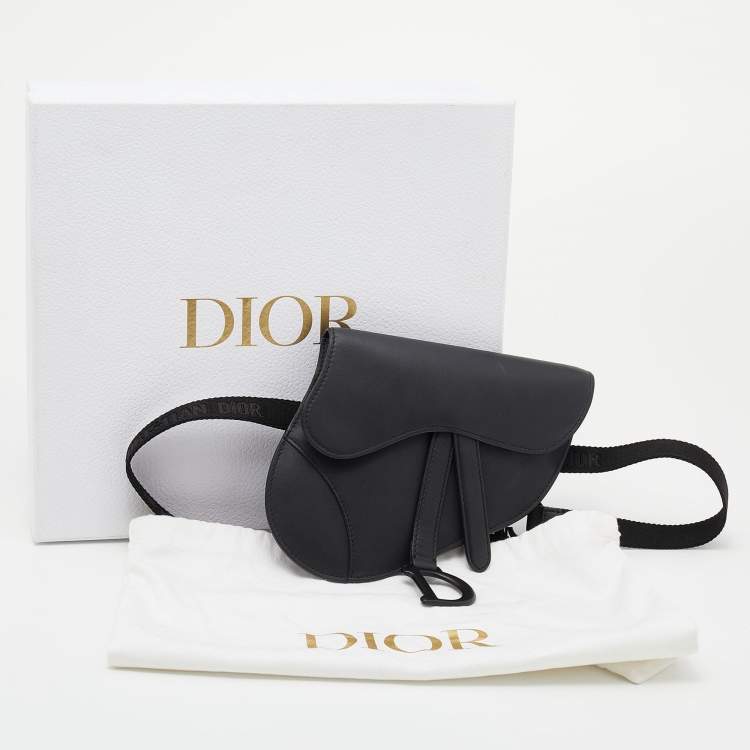 Pre Owned Dior Black Leather Saddle Belt Bag