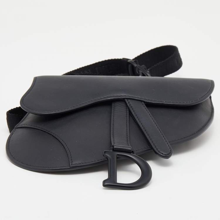 Pre Owned Dior Black Leather Saddle Belt Bag