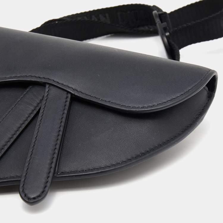 Pre Owned Dior Black Leather Saddle Belt Bag