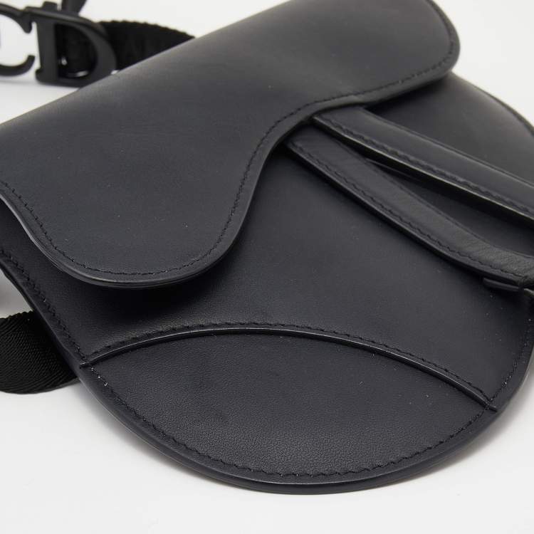 Pre Owned Dior Black Leather Saddle Belt Bag