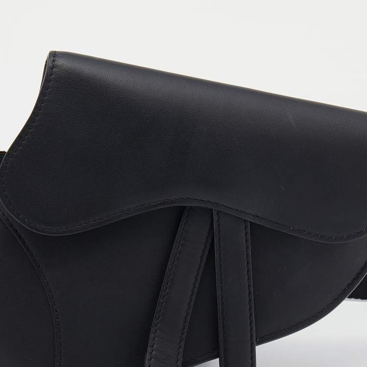 Pre Owned Dior Black Leather Saddle Belt Bag