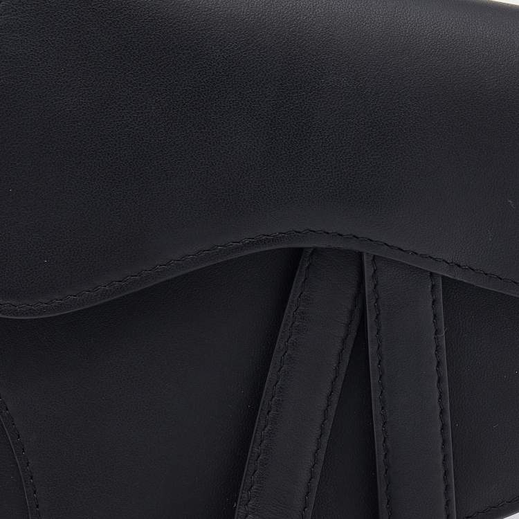 Pre Owned Dior Black Leather Saddle Belt Bag