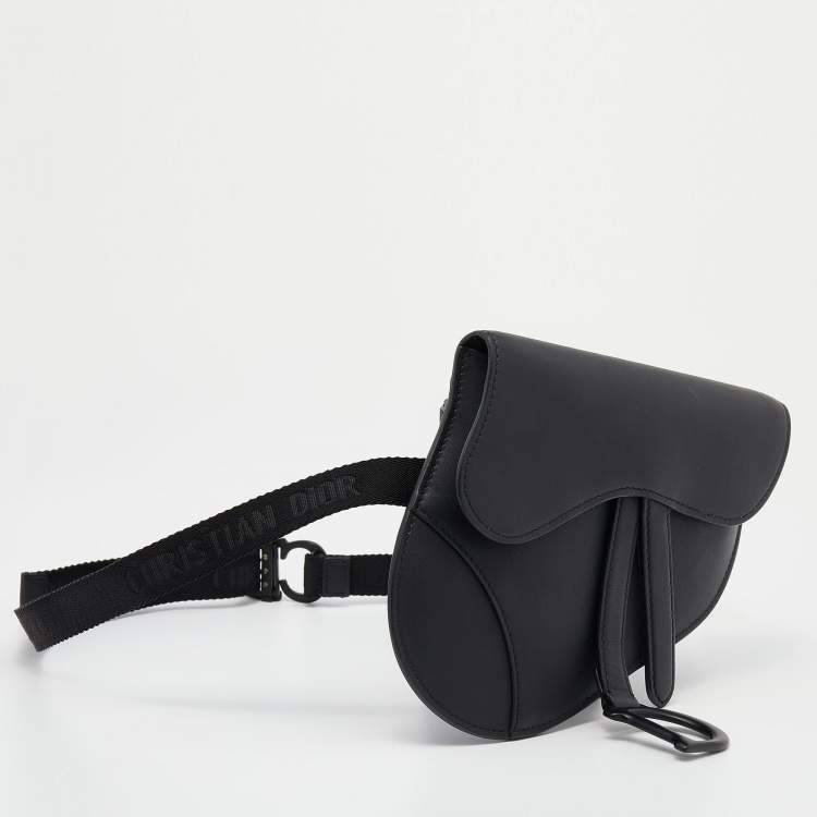 Pre Owned Dior Black Leather Saddle Belt Bag