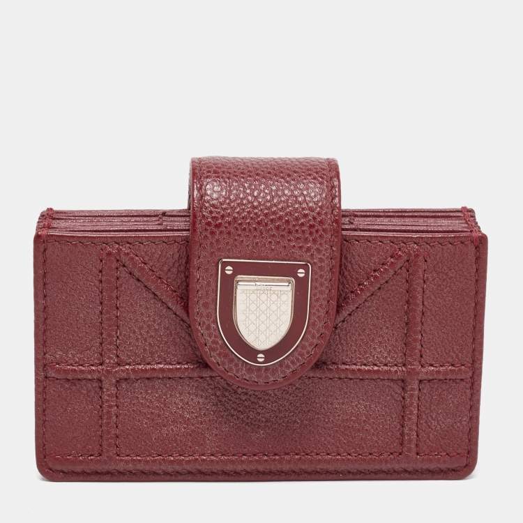 Pre Owned  Dior Burgundy Leather Diorama Gusset Card Holder