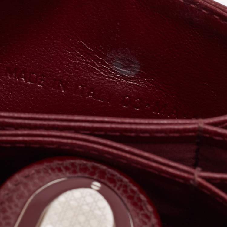 Pre Owned  Dior Burgundy Leather Diorama Gusset Card Holder