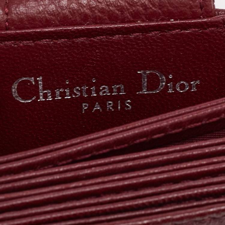 Pre Owned  Dior Burgundy Leather Diorama Gusset Card Holder