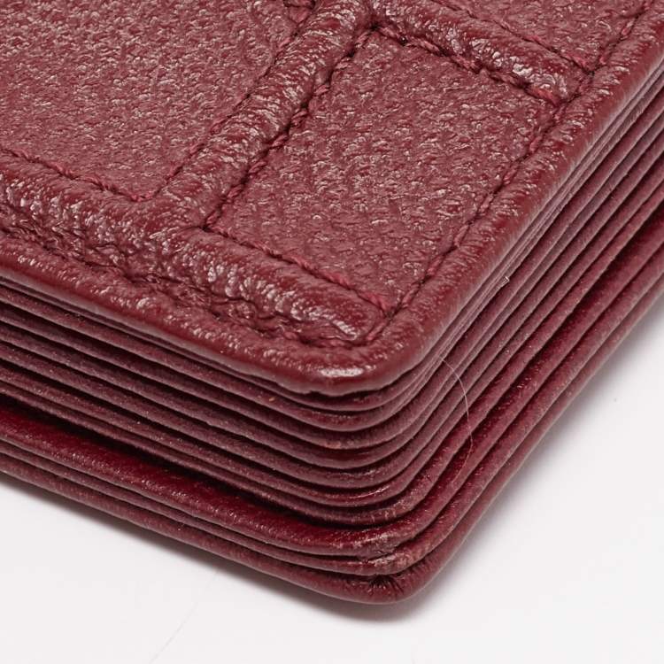 Pre Owned  Dior Burgundy Leather Diorama Gusset Card Holder