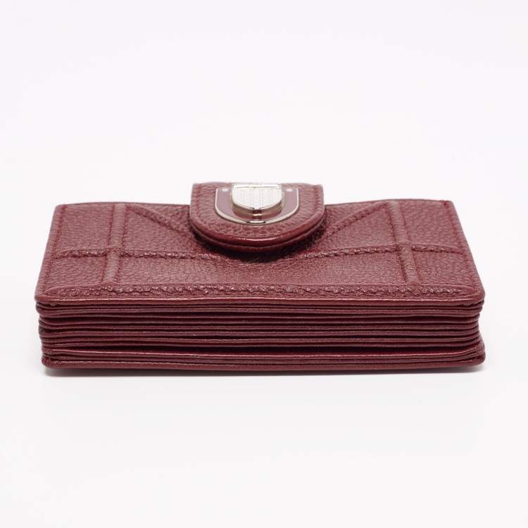 Pre Owned  Dior Burgundy Leather Diorama Gusset Card Holder