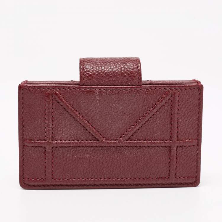 Pre Owned  Dior Burgundy Leather Diorama Gusset Card Holder