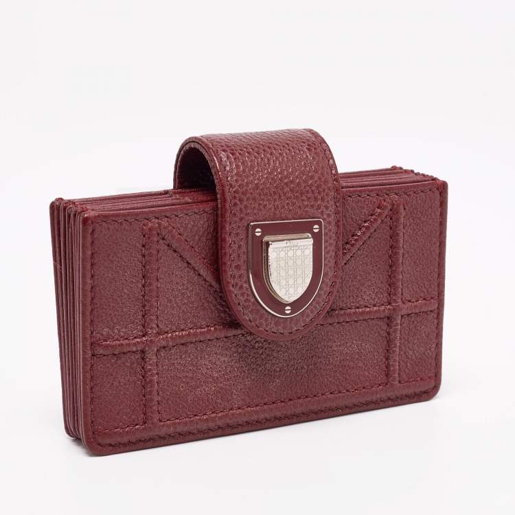 Pre Owned  Dior Burgundy Leather Diorama Gusset Card Holder