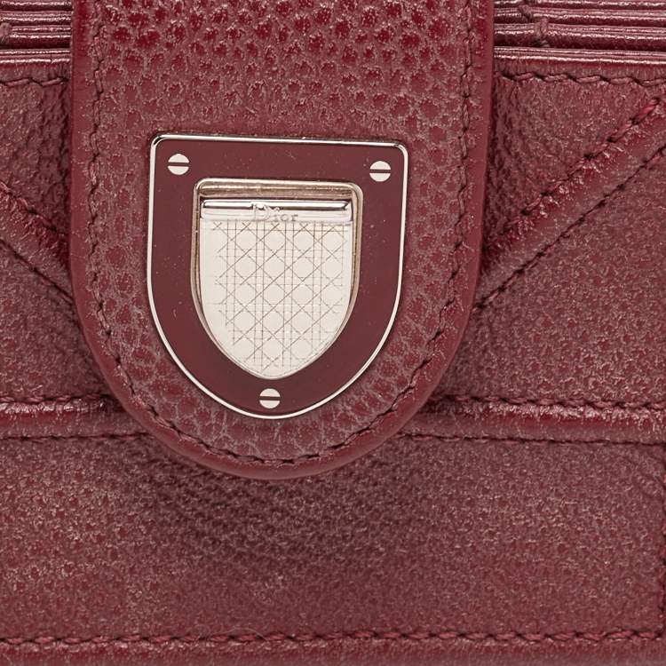 Pre Owned  Dior Burgundy Leather Diorama Gusset Card Holder