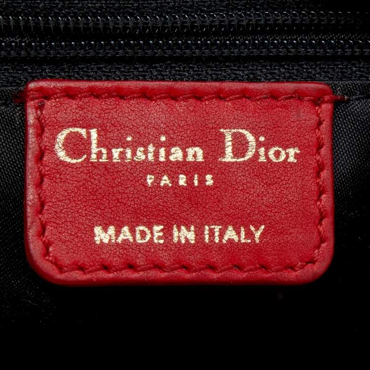 Pre Owned Dior Red Leather Small Gypsy Ruffle Hobo