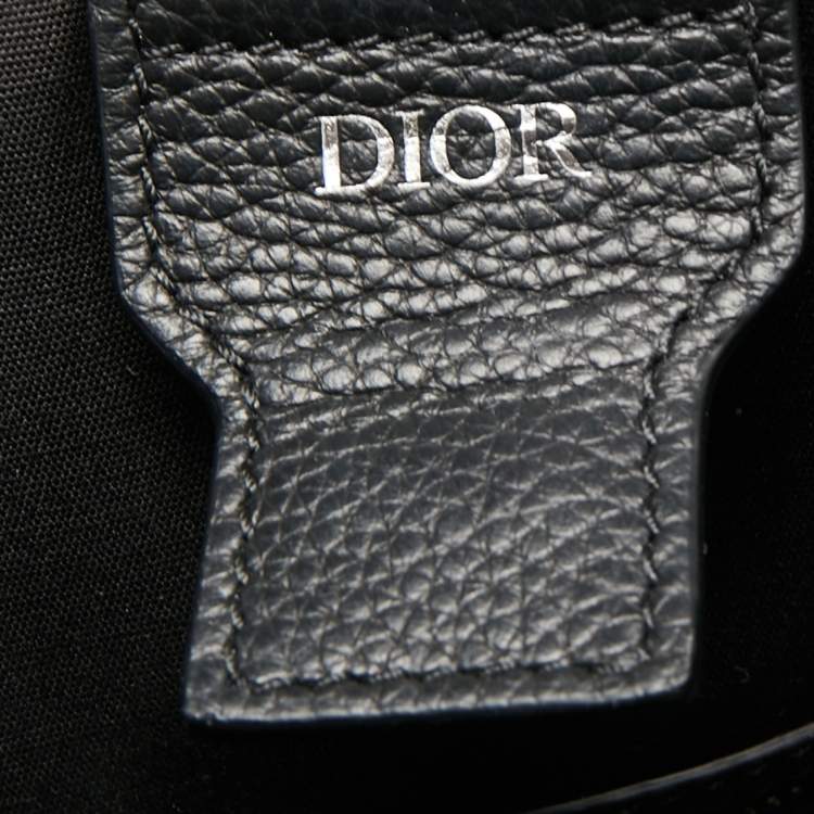 Pre Owned Dior Black Oblique Canvas and Leather Saddle Tote 