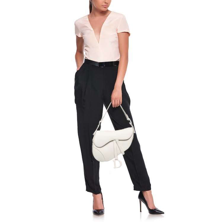 Dior Off White Leather Ultra-Matte Saddle Shoulder Bag Dior
