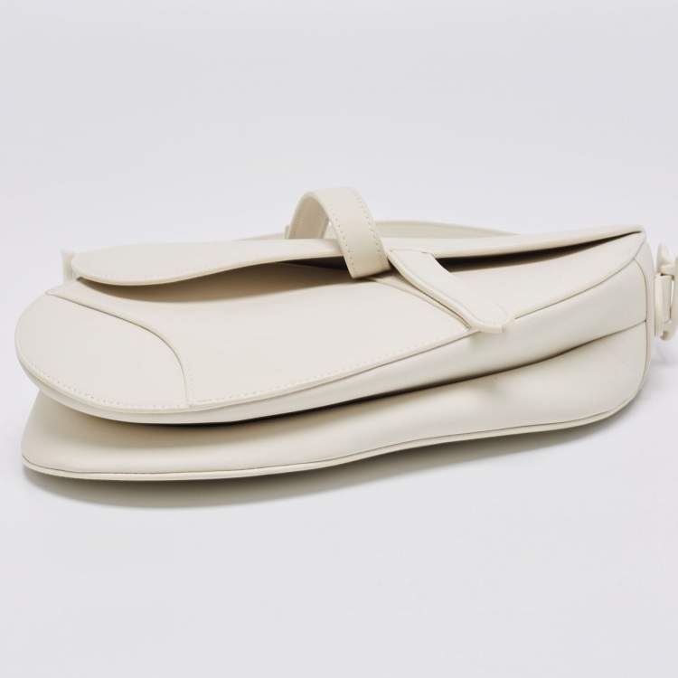 Pre Owned Dior Off White Leather Ultra-Matte Saddle Shoulder Bag