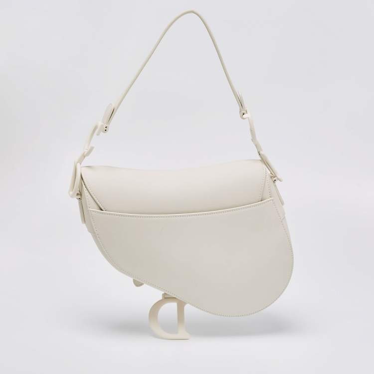 Pre Owned Dior Off White Leather Ultra-Matte Saddle Shoulder Bag