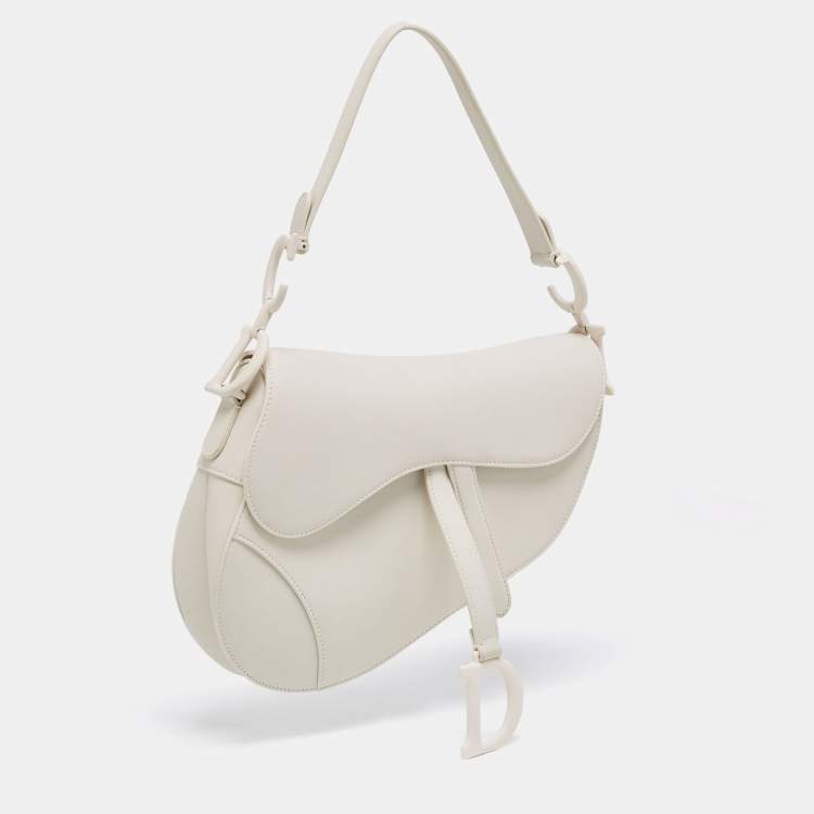 Pre Owned Dior Off White Leather Ultra-Matte Saddle Shoulder Bag