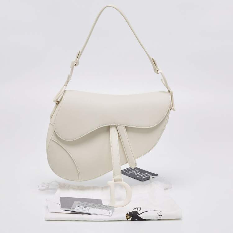 Pre Owned Dior Off White Leather Ultra-Matte Saddle Shoulder Bag
