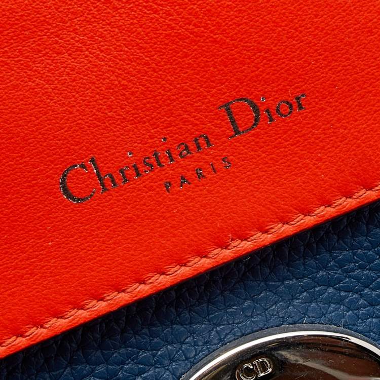 Pre Owned Dior Blue Leather Small Be Dior Flap Top Handle Bag