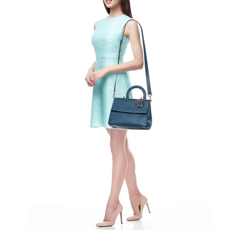 Pre Owned Dior Blue Leather Small Be Dior Flap Top Handle Bag
