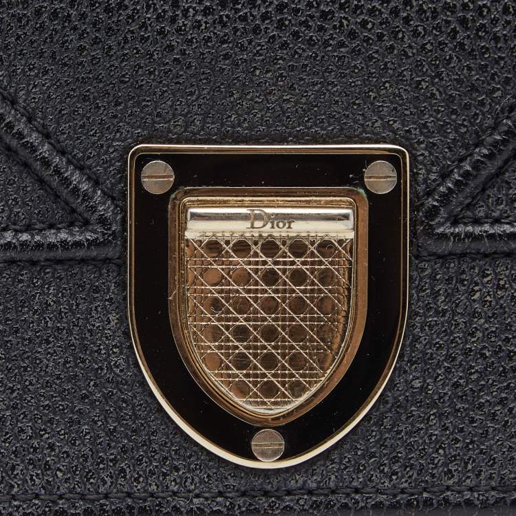 Pre Owned Dior Black Leather Diorama Trifold Wallet