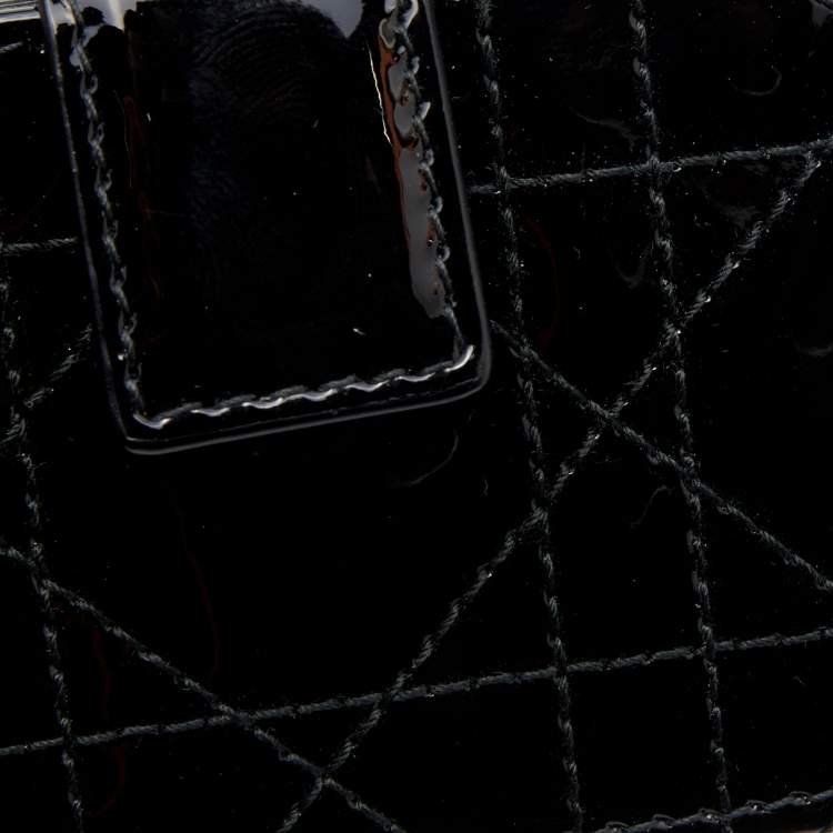 Pre Owned Dior Black Cannage Patent Leather Lady Dior 5 Gusset Card Holder