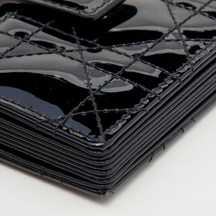 Pre Owned Dior Black Cannage Patent Leather Lady Dior 5 Gusset Card Holder
