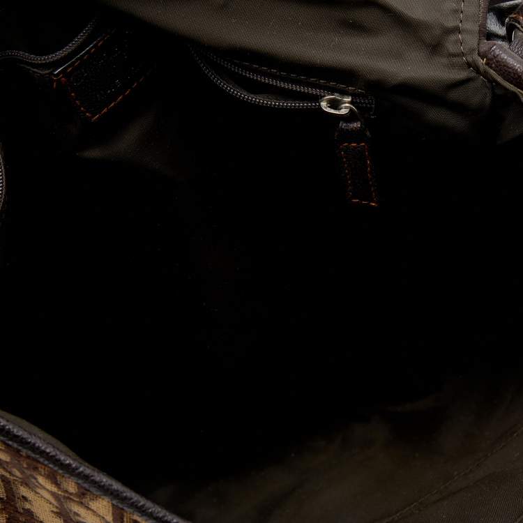 Pre Owned Dior Beige/Brown Oblique Canvas And Leather Vintage Trotter Hobo