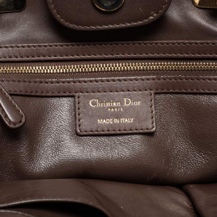 Pre Owned Dior Dark Beige Cannage Leather Granville Chain Link Tote