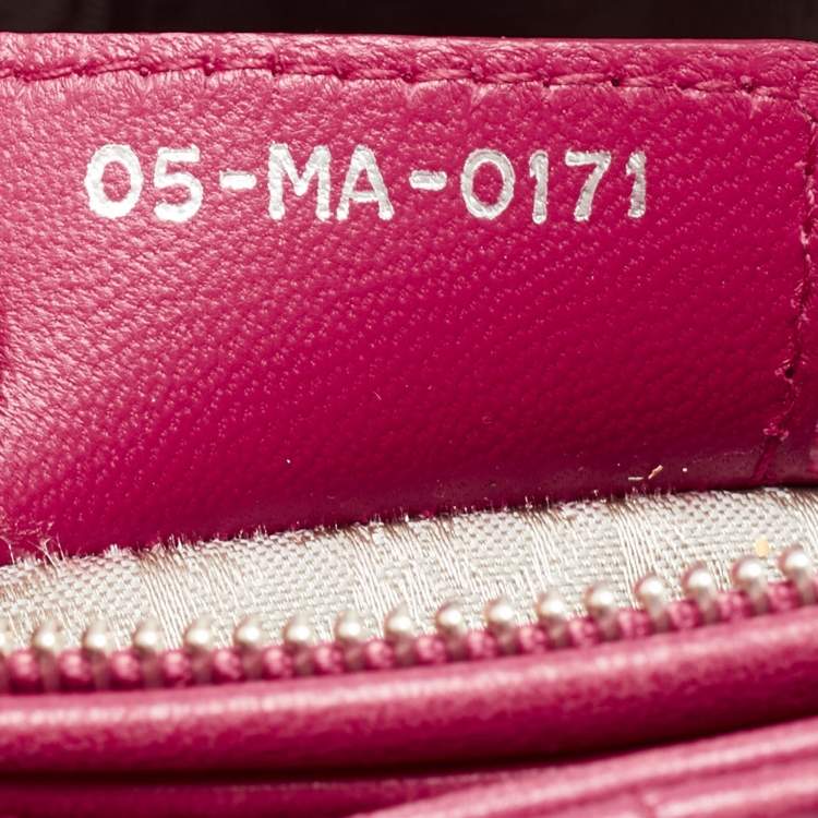 Pre Owned Dior Fuchsia Cannage Leather Large Lady Dior Tote