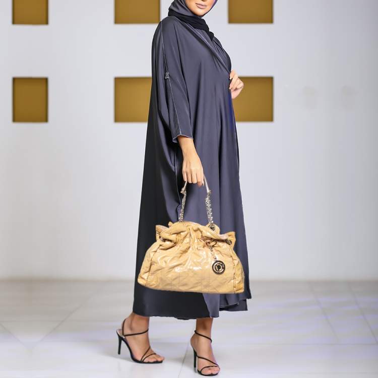 Pre Owned Dior Beige Patent Leather Le Trente Hobo