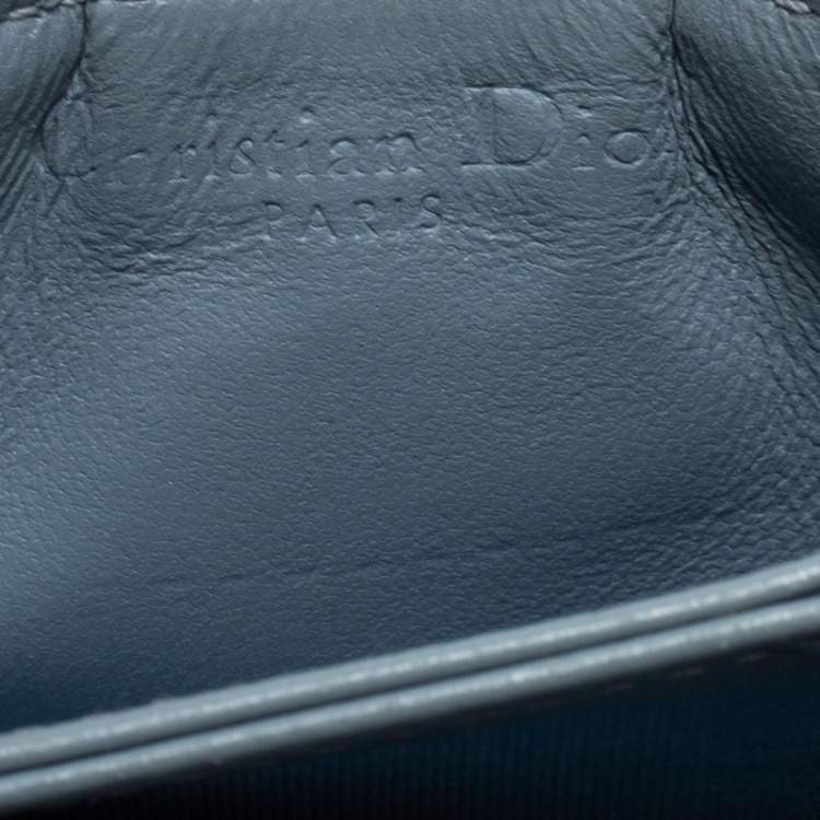 Pre Owned Dior Cloud Blue Cannage Leather 5 Gusset Card Holder