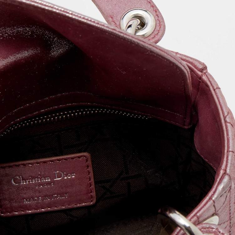 Pre Owned Dior Metallic Pink Cannage Suede Mini Lady Dior Chain Tote