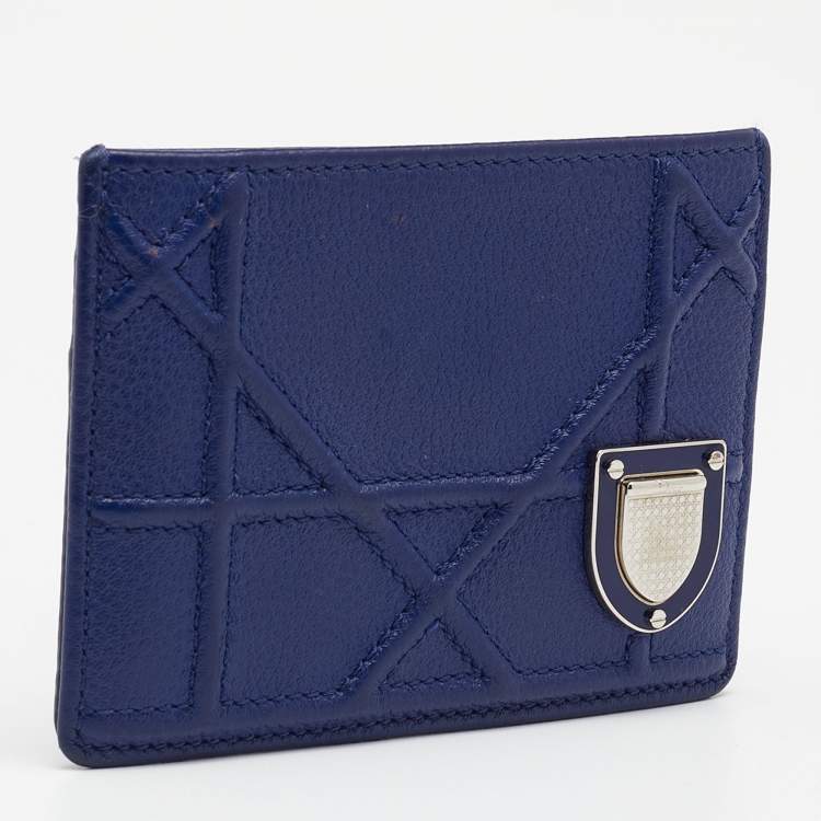 Pre Owned Dior Blue Leather Diorama Card Holder