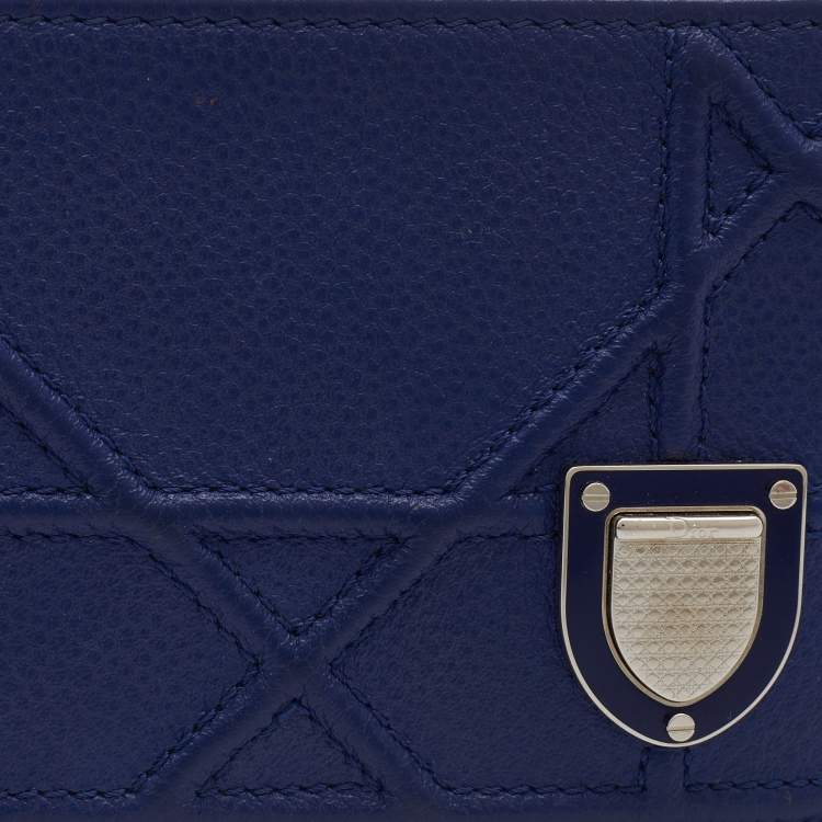 Pre Owned Dior Blue Leather Diorama Card Holder