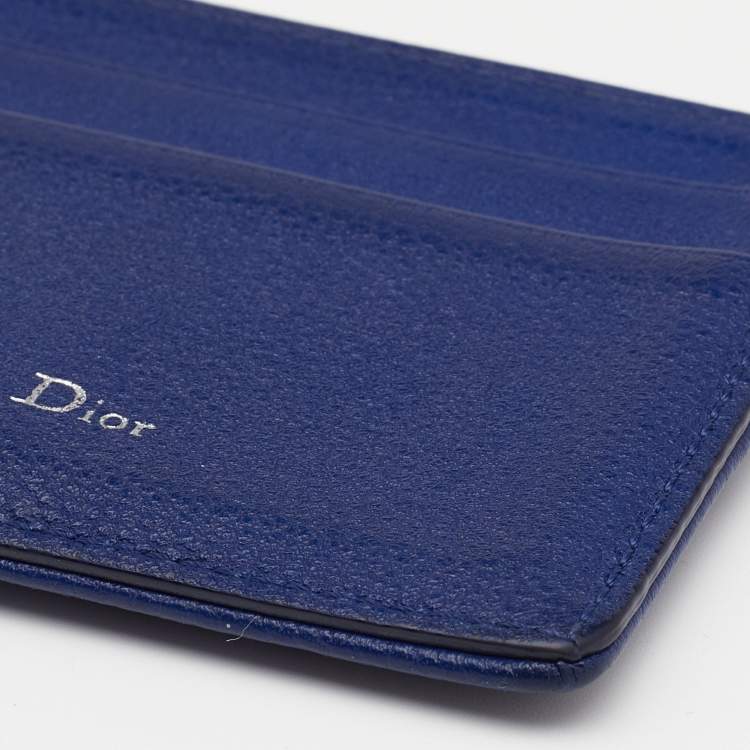 Pre Owned Dior Blue Leather Diorama Card Holder
