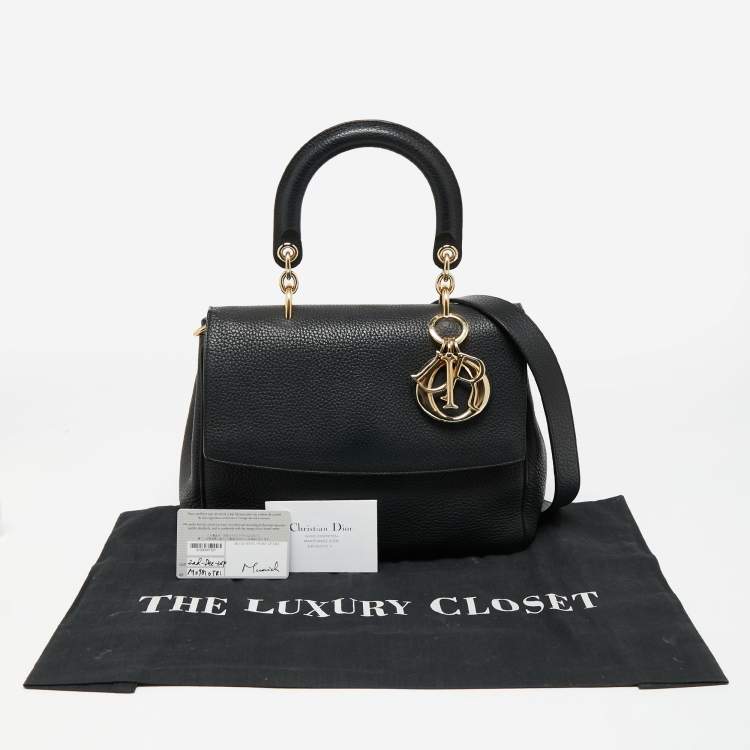 Pre Owned Dior Black Leather Small Be Dior Flap Top Handle Bag