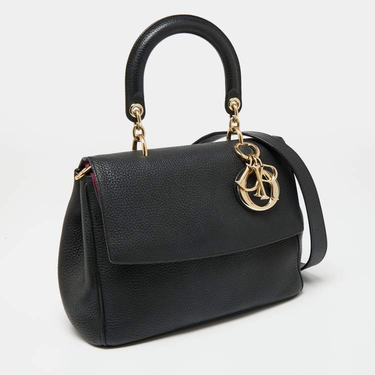 Pre Owned Dior Black Leather Small Be Dior Flap Top Handle Bag