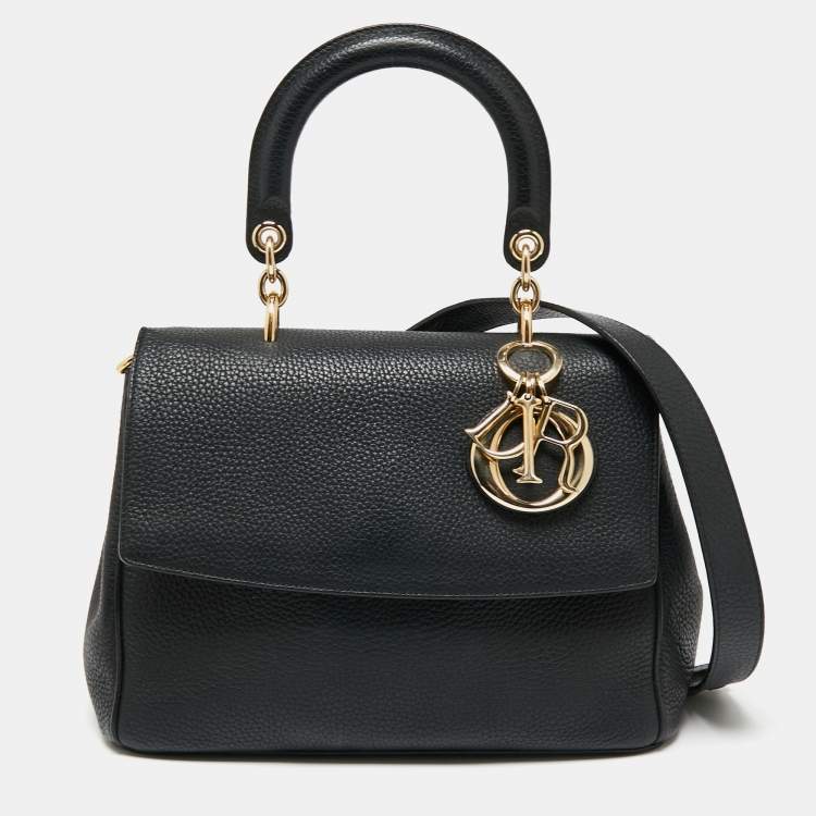 Pre Owned Dior Black Leather Small Be Dior Flap Top Handle Bag