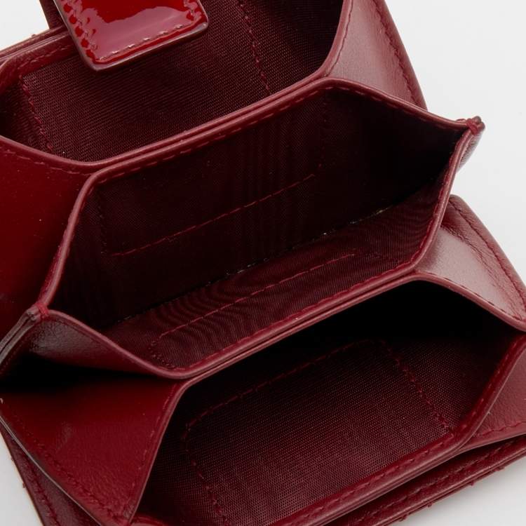 Pre Owned Dior Red Cannage Patent Leather Lady Dior 5 Gusset Card Holder