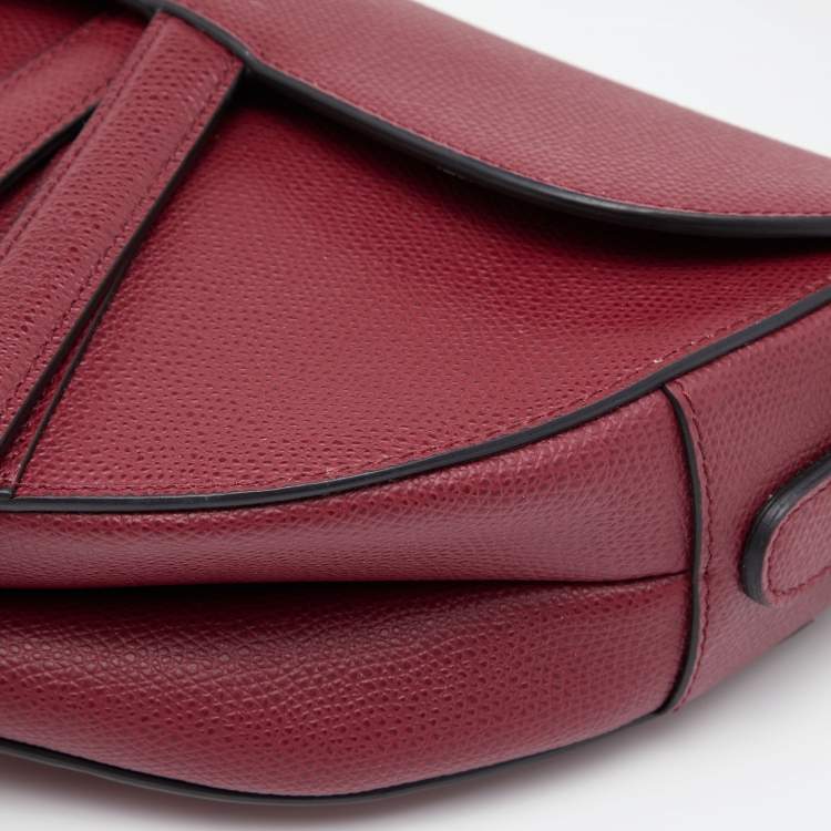 Pre Owned Dior Burgundy Leather Saddle Bag
