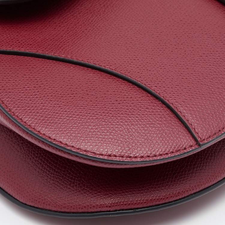 Pre Owned Dior Burgundy Leather Saddle Bag