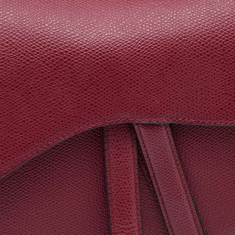 Pre Owned Dior Burgundy Leather Saddle Bag