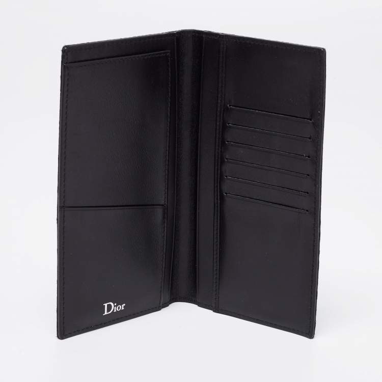 Pre Owned Dior Black Monogram Canvas and Leather Bifold Long Wallet