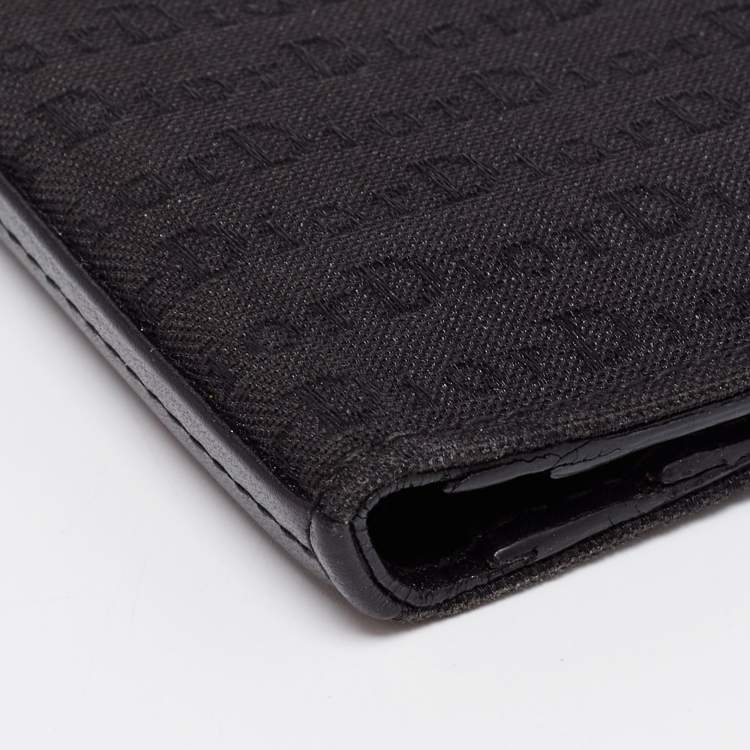 Pre Owned Dior Black Monogram Canvas and Leather Bifold Long Wallet