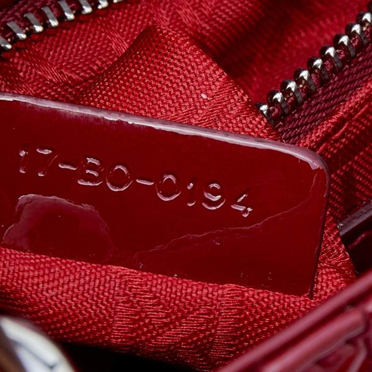 Pre Owned Dior Red Cannage Patent Leather Mini Lady Dior Tote 