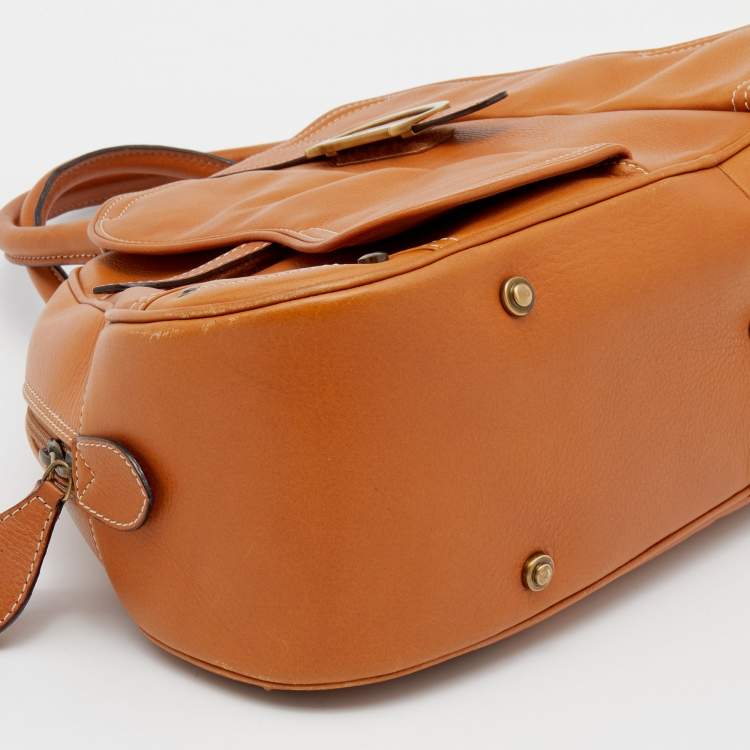 Pre Owned Dior Brown Leather Double Saddle Bowler Bag