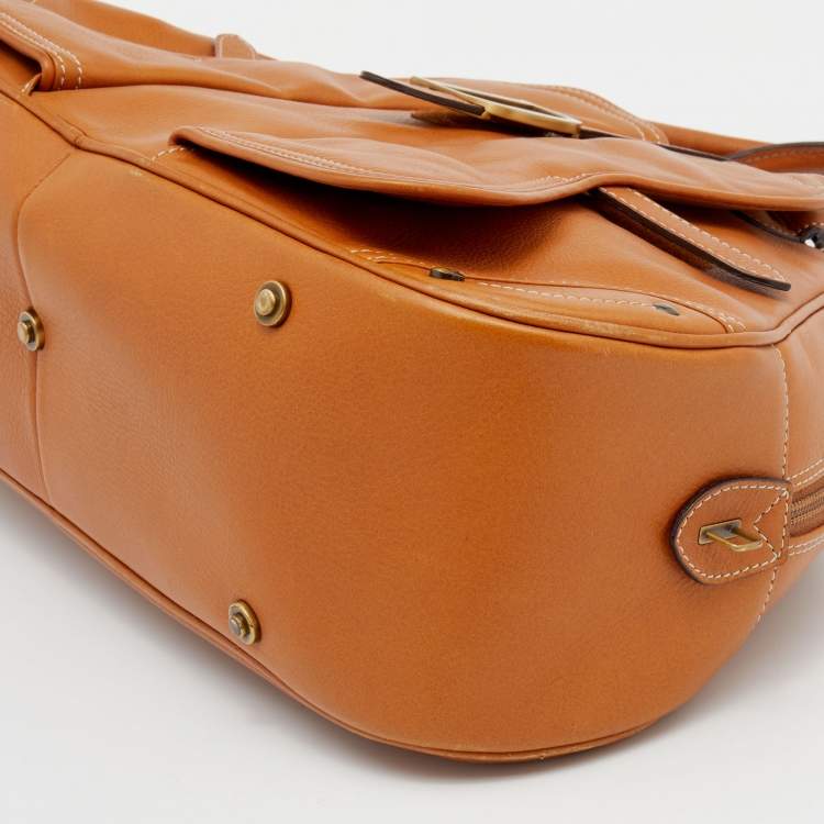 Pre Owned Dior Brown Leather Double Saddle Bowler Bag
