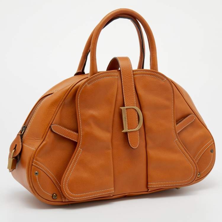 Pre Owned Dior Brown Leather Double Saddle Bowler Bag